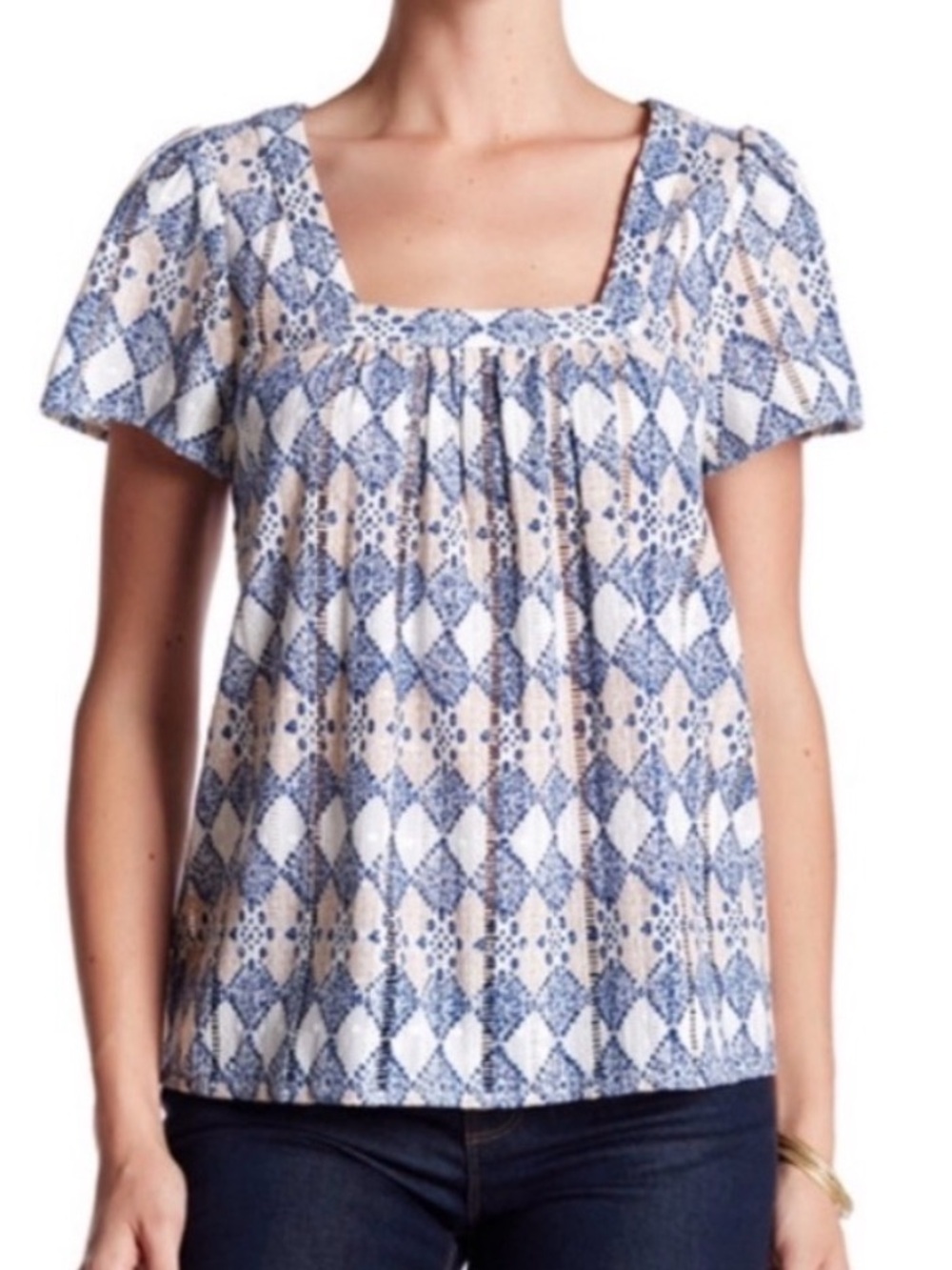 Joie Falk Printed Eyelet Blouse